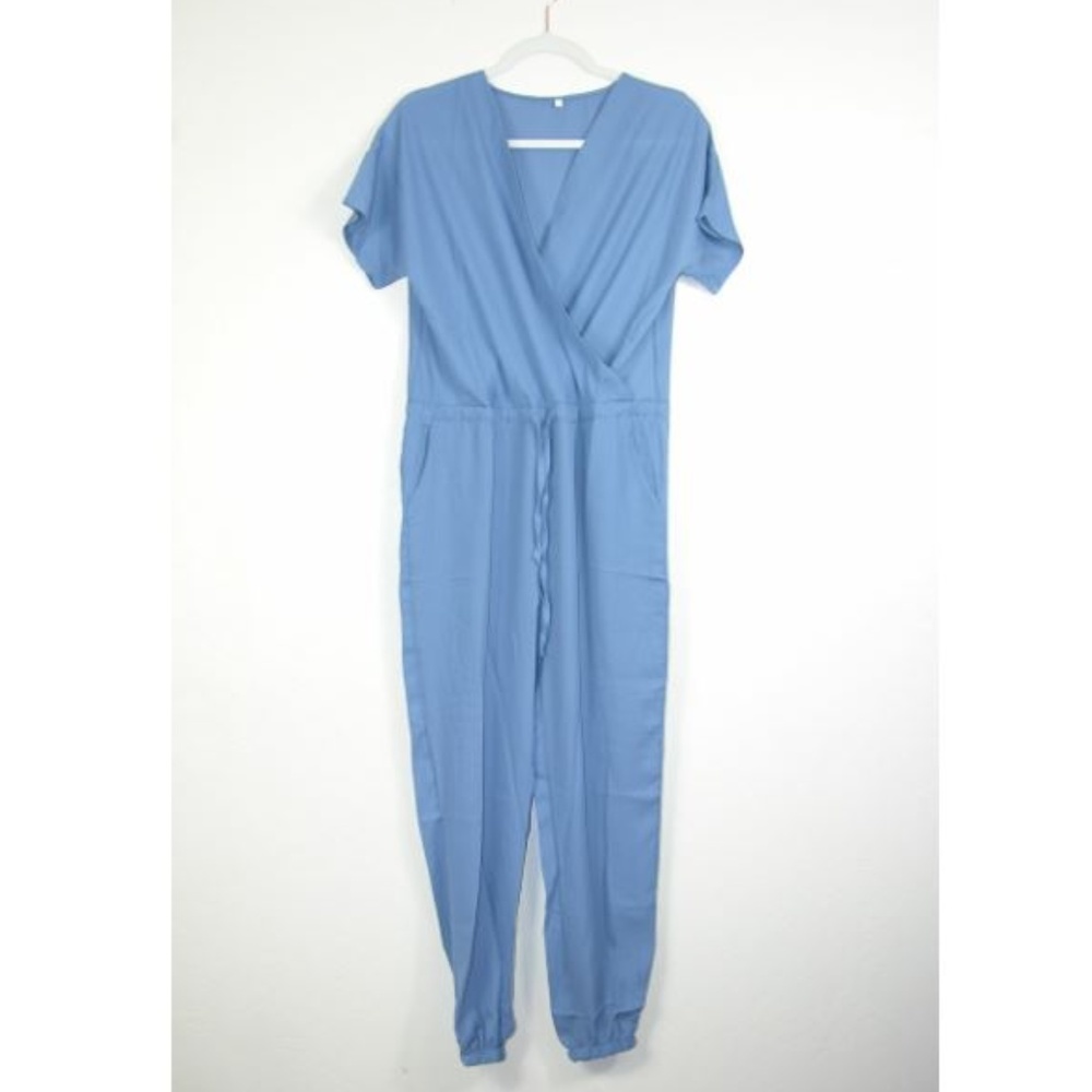 LAST ONE! Trendy Short Sleeve Jumpsuit w/ Pockets - Picture 3 of 8